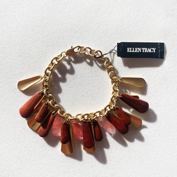 Ellen Tracy Gold Hanging Pendants Bracelet - Picture 1 of 6